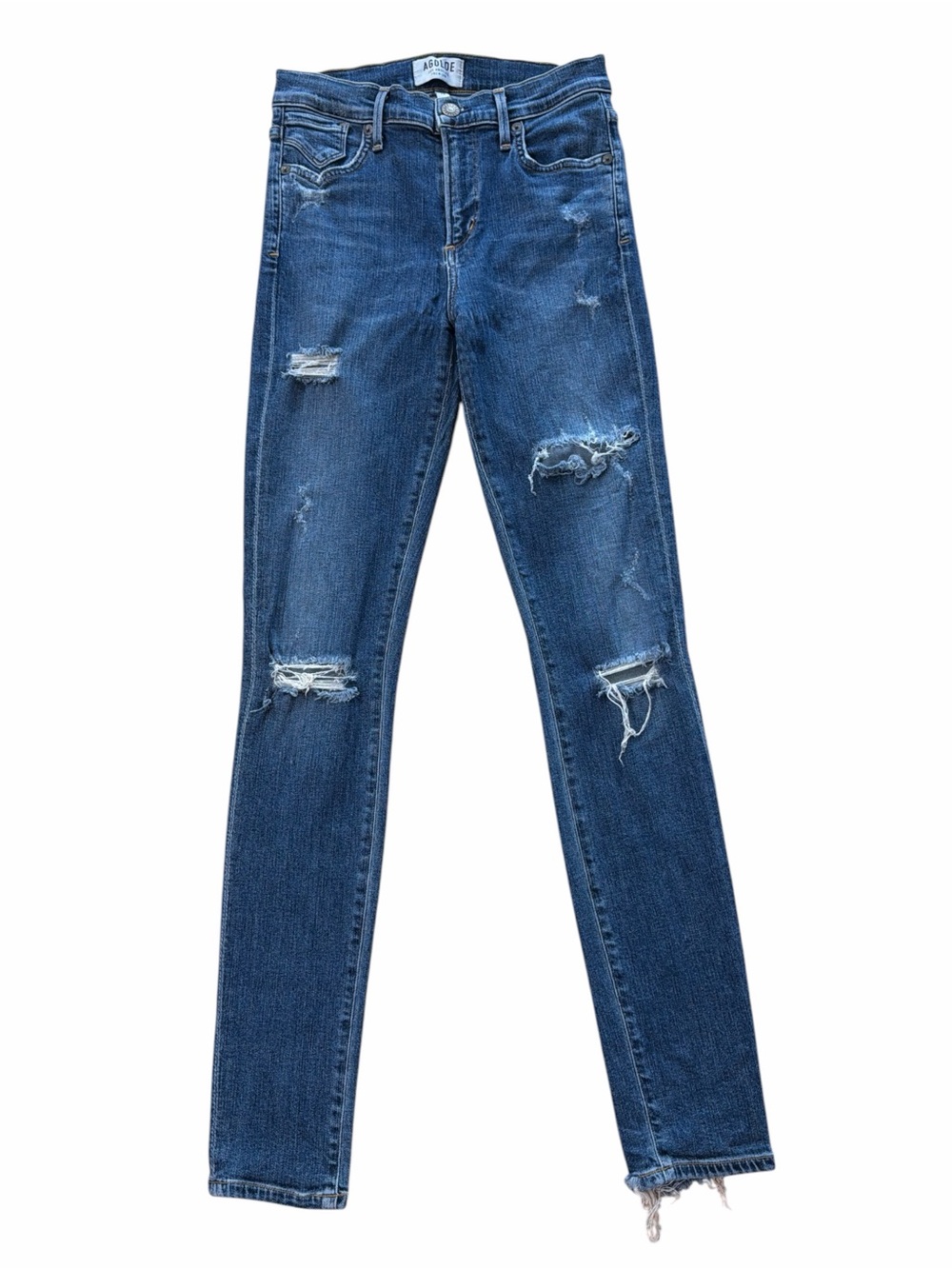 Agolde Blue Distressed Skinny Jeans